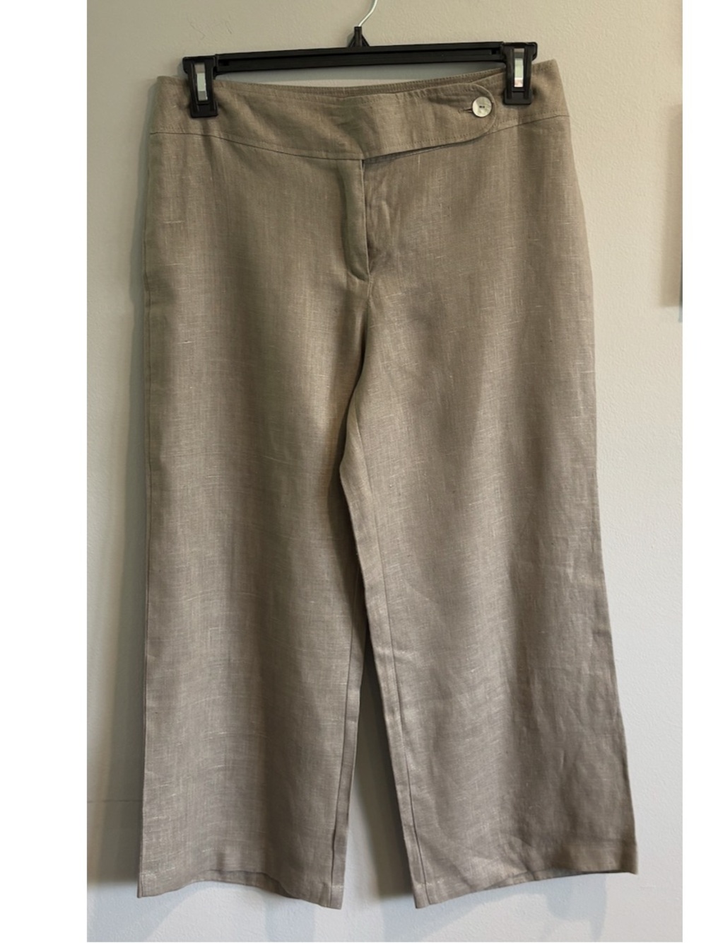 Comfy USA linen wide leg cropped pants tan Size Large